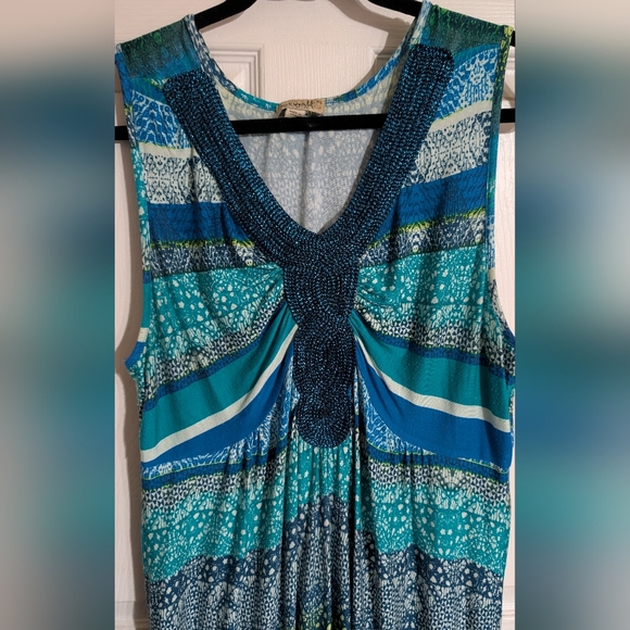 One World Striped Sleeveless Dress in Blue and Green‎ XL 0092 - Picture 3 of 4